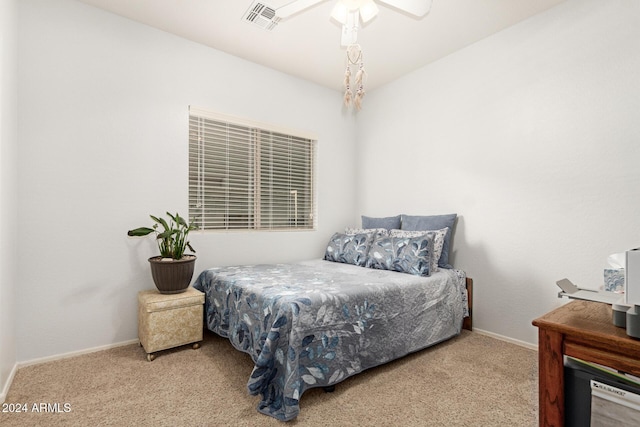 bedroom with carpet and ceiling fan