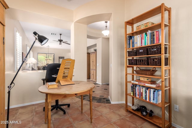 1851 W Periwinkle Way, Chandler, AZ 85248 - tiled home office with a ceiling fan and baseboards