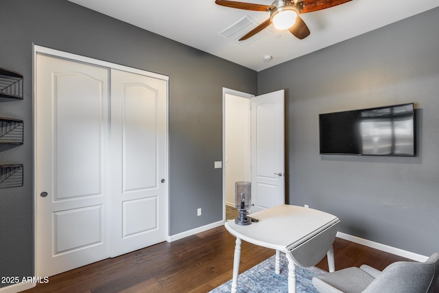 31332 N 137th Ln, Peoria, AZ 85383 - office area with a ceiling fan and dark wood-style floors