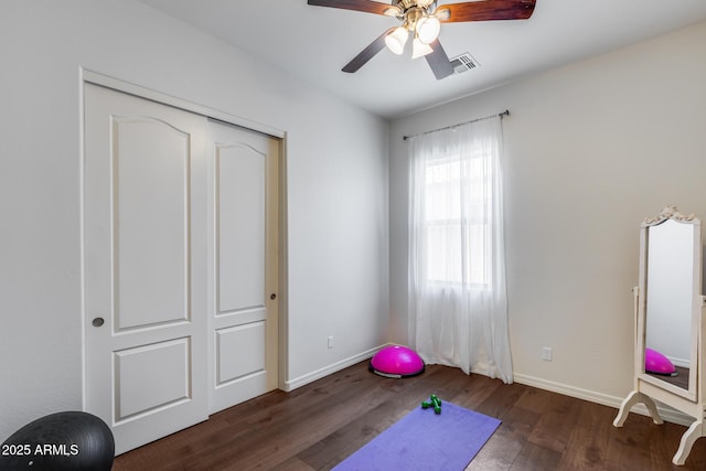 31332 N 137th Ln, Peoria, AZ 85383 - exercise room with a ceiling fan and wood finished floors