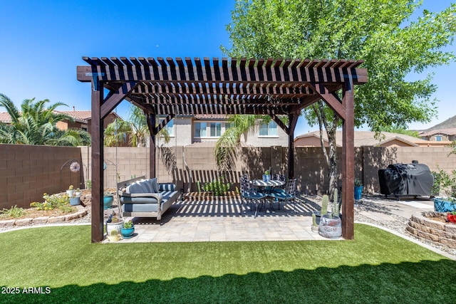 31332 N 137th Ln, Peoria, AZ 85383 - fenced backyard featuring a pergola, a patio, and grilling area