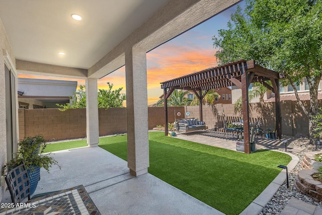 31332 N 137th Ln, Peoria, AZ 85383 - fenced backyard featuring a patio and an outdoor hangout area