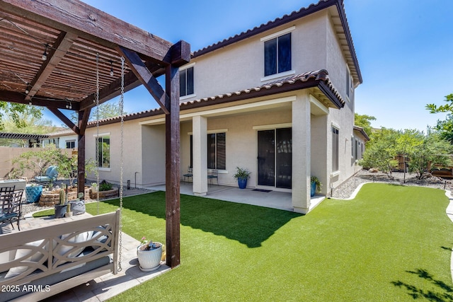 31332 N 137th Ln, Peoria, AZ 85383 - rear view of property featuring a pergola, stucco siding, a patio, and a tiled roof