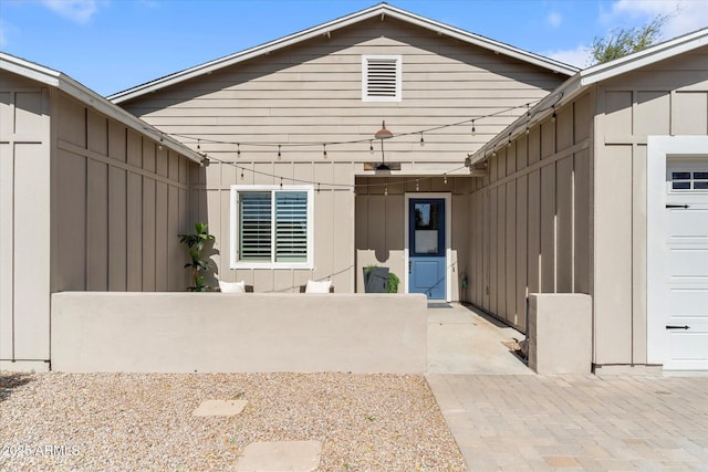 exterior space featuring board and batten siding