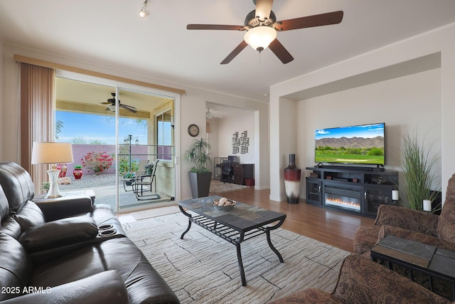 living room with hardwood / wood-style flooring