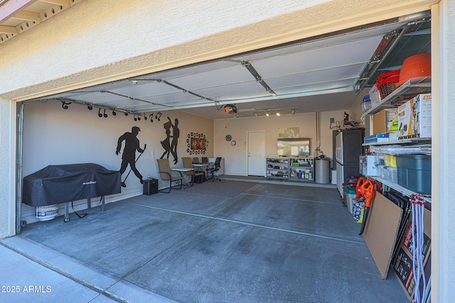 garage with a garage door opener