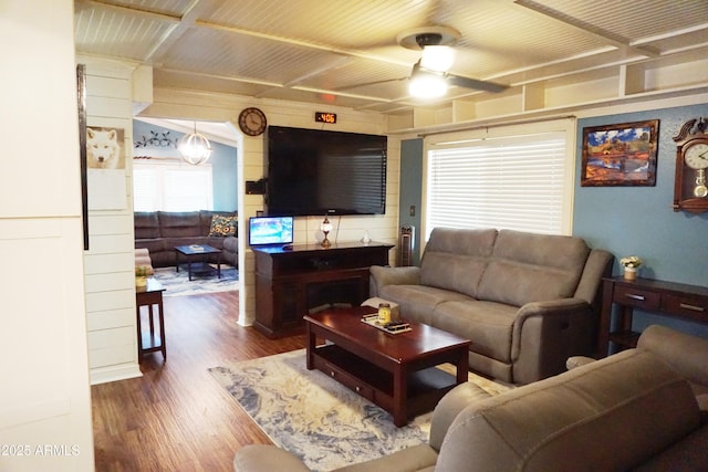 1034 S 3rd St, Coolidge, AZ 85128 - living room featuring wood finished floors and a ceiling fan