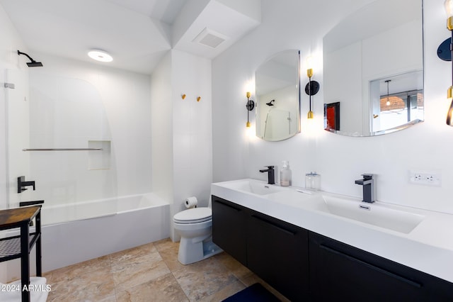 7120 E Kierland Blvd Unit 416, Scottsdale, AZ 85254 - bathroom with double vanity, toilet, and bathing tub / shower combination