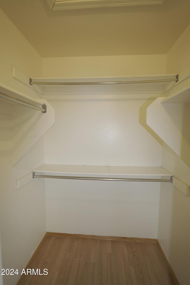 walk in closet featuring wood-type flooring