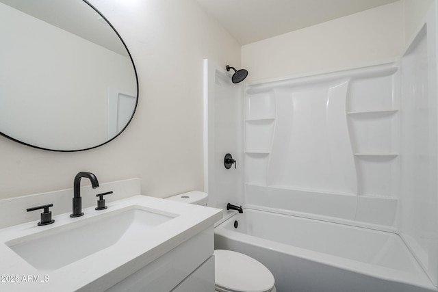 full bathroom featuring vanity, shower / bathing tub combination, and toilet