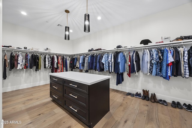 spacious closet with light wood-type flooring