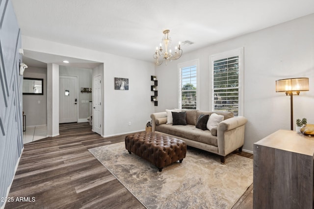 20518 W White Rock Rd, Buckeye, AZ 85396 - living area with wood finished floors and a chandelier