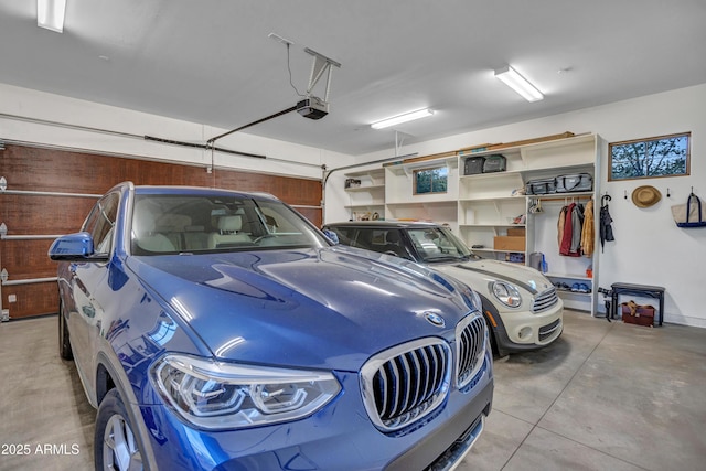 garage with a garage door opener