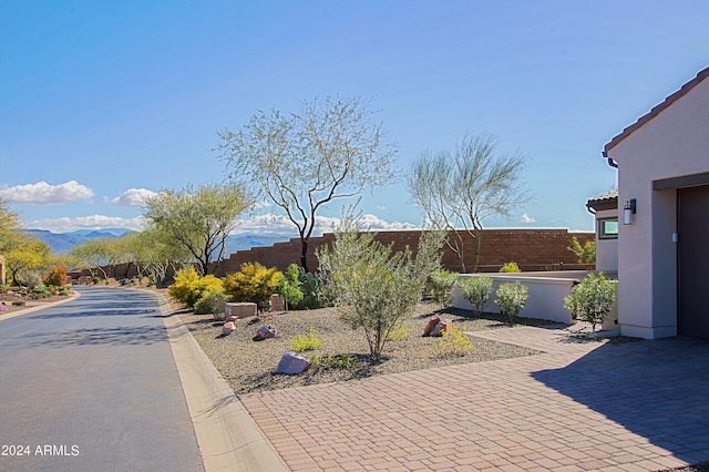 exterior space featuring a mountain view