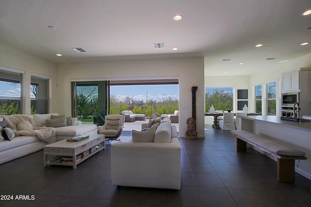 view of tiled living room