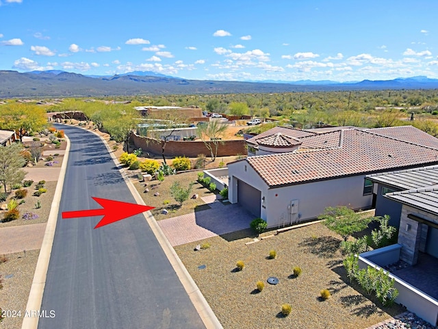 aerial view with a mountain view