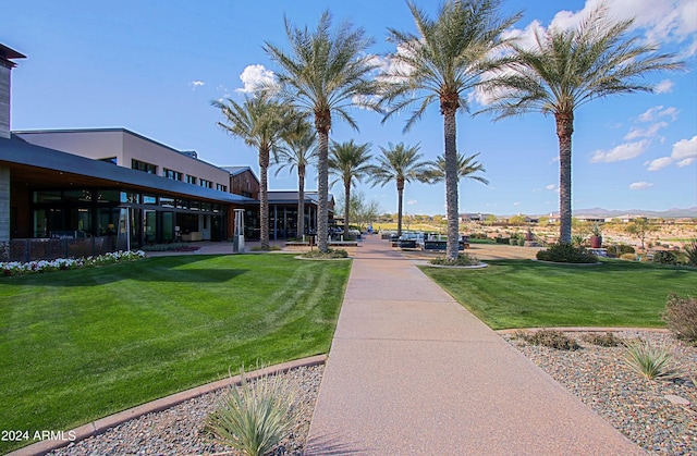 view of home's community with a lawn