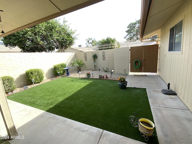 view of yard with a patio area