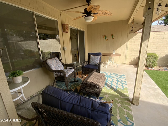 view of patio / terrace with ceiling fan