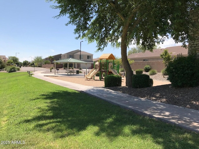 view of yard with a playground