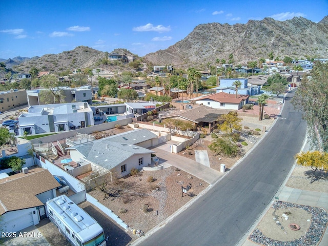 aerial view with a residential view and a mountain view