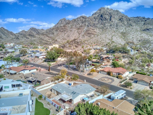 aerial view with a residential view and a mountain view