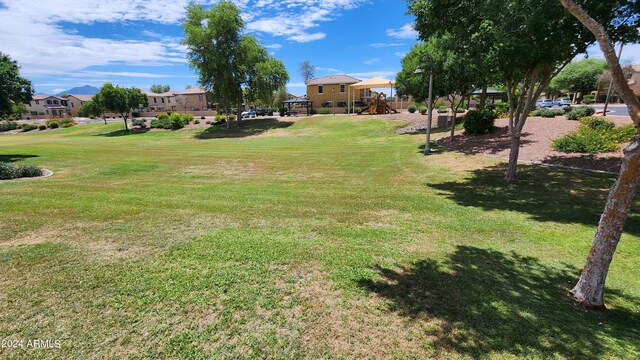 view of yard with a playground