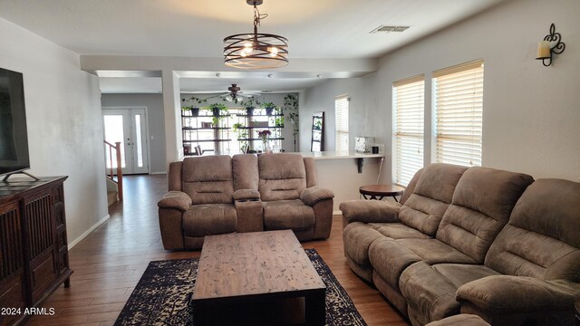 living room featuring hardwood / wood-style floors