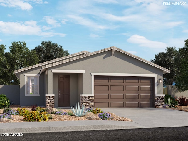 view of front of house with a garage