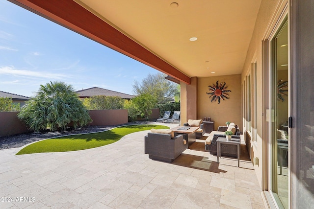 view of patio / terrace featuring an outdoor living space