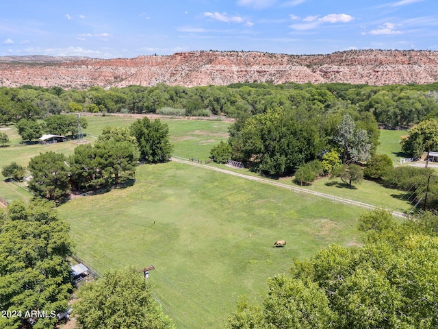 birds eye view of property with a rural view