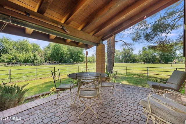 view of patio featuring a rural view