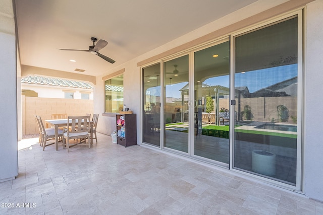9645 E Ripple Dr, Mesa, AZ 85212 - view of patio / terrace featuring outdoor dining area and ceiling fan
