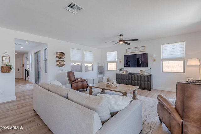 9645 E Ripple Dr, Mesa, AZ 85212 - living room with ceiling fan, light wood-type flooring, and recessed lighting