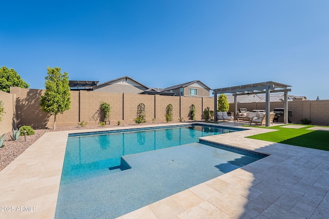9645 E Ripple Dr, Mesa, AZ 85212 - view of pool featuring a pergola, a patio area, and a fenced backyard