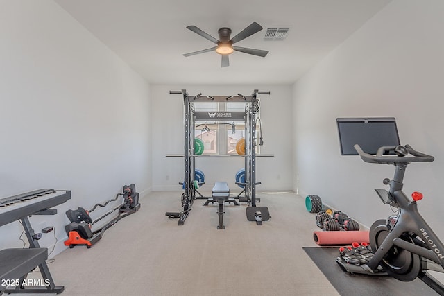 9645 E Ripple Dr, Mesa, AZ 85212 - exercise area with a ceiling fan and carpet floors