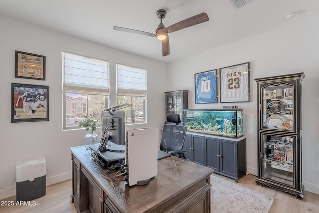 9645 E Ripple Dr, Mesa, AZ 85212 - home office featuring a ceiling fan and light wood finished floors
