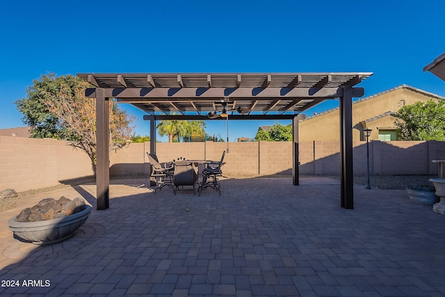 view of patio with a pergola