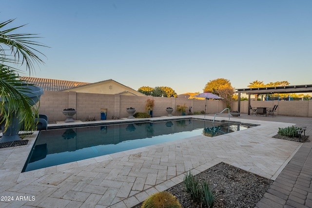 view of swimming pool featuring a patio area