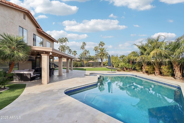 view of pool with an outdoor hangout area and a patio area