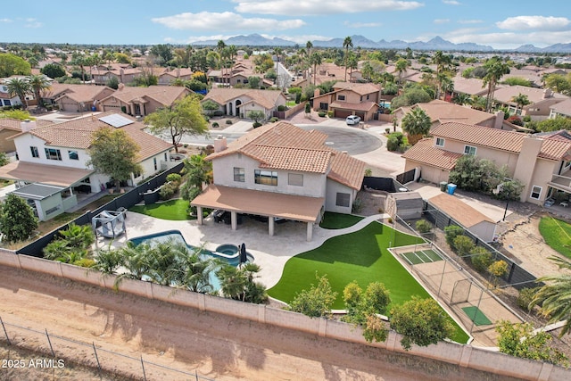 bird's eye view featuring a mountain view