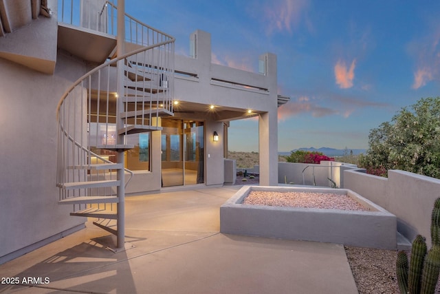 16814 N Boulder Dr, Fountain Hills, AZ 85268 - view of patio with stairs and an outdoor fire pit