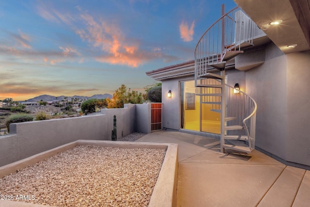 16814 N Boulder Dr, Fountain Hills, AZ 85268 - patio terrace at dusk with fence and stairs