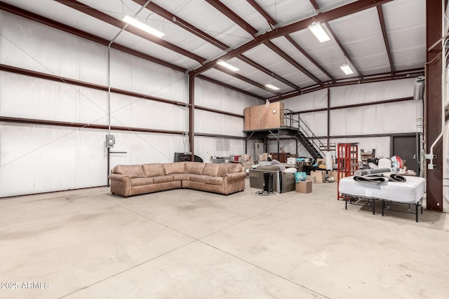 garage featuring metal wall