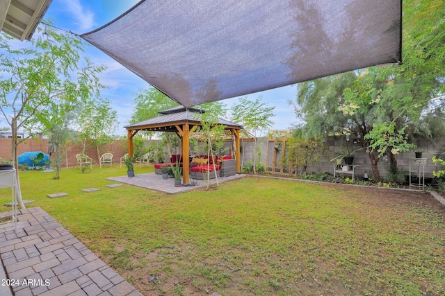 view of yard with a gazebo and a patio