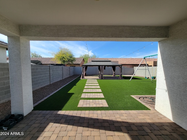 view of yard with a gazebo