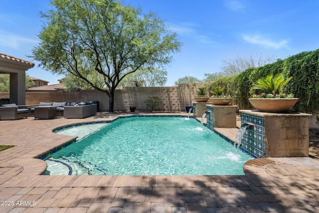 9904 E S Bend Dr, Scottsdale, AZ 85255 - view of pool with outdoor lounge area, a fenced backyard, and a patio