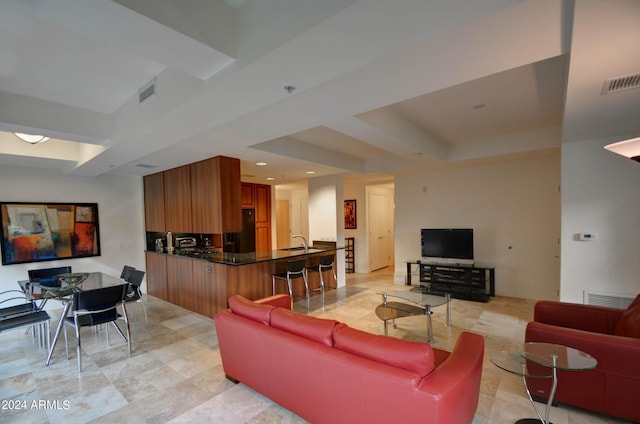 living room with sink