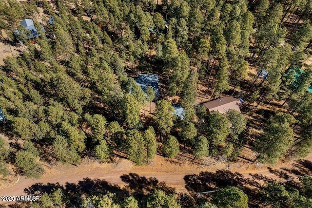 drone / aerial view featuring a view of trees