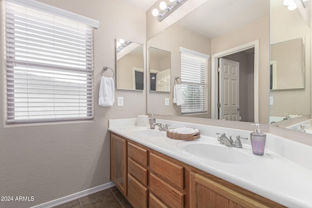 bathroom with vanity and tile patterned floors